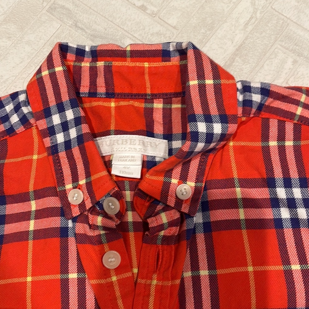 Burberry classic red plaid button down shirt, size 4 - Picture 2 of 5